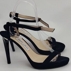 Jimmy Choo  Suede Open Toe Sandals Mirror Platform Size 38